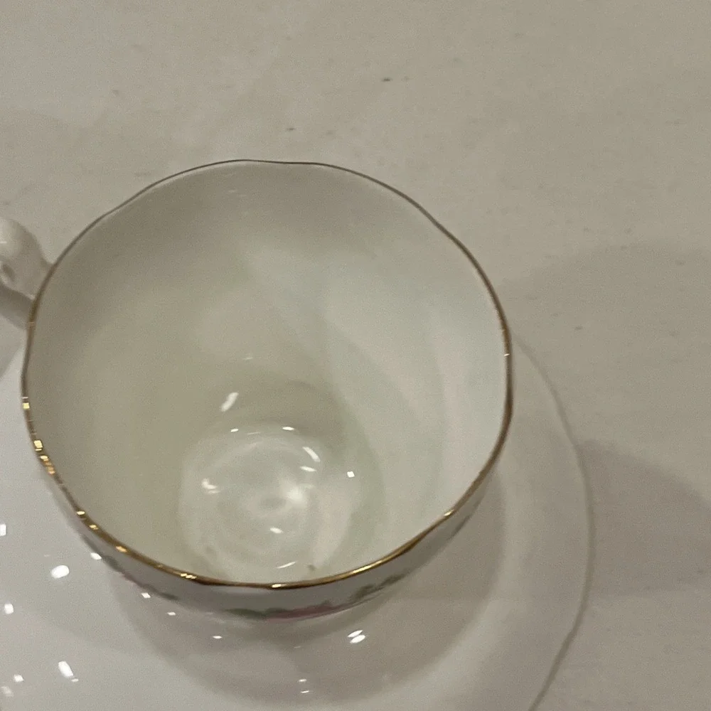 Adderley English Teacup Fine Bone China Teacup & Saucer Flowers Signed EUC